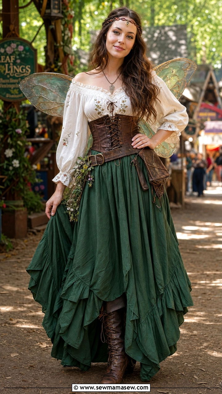 Renaissance Faire Fairy Corset with Peasant Blouse - 25 fairycore capsule wardrobe outfits