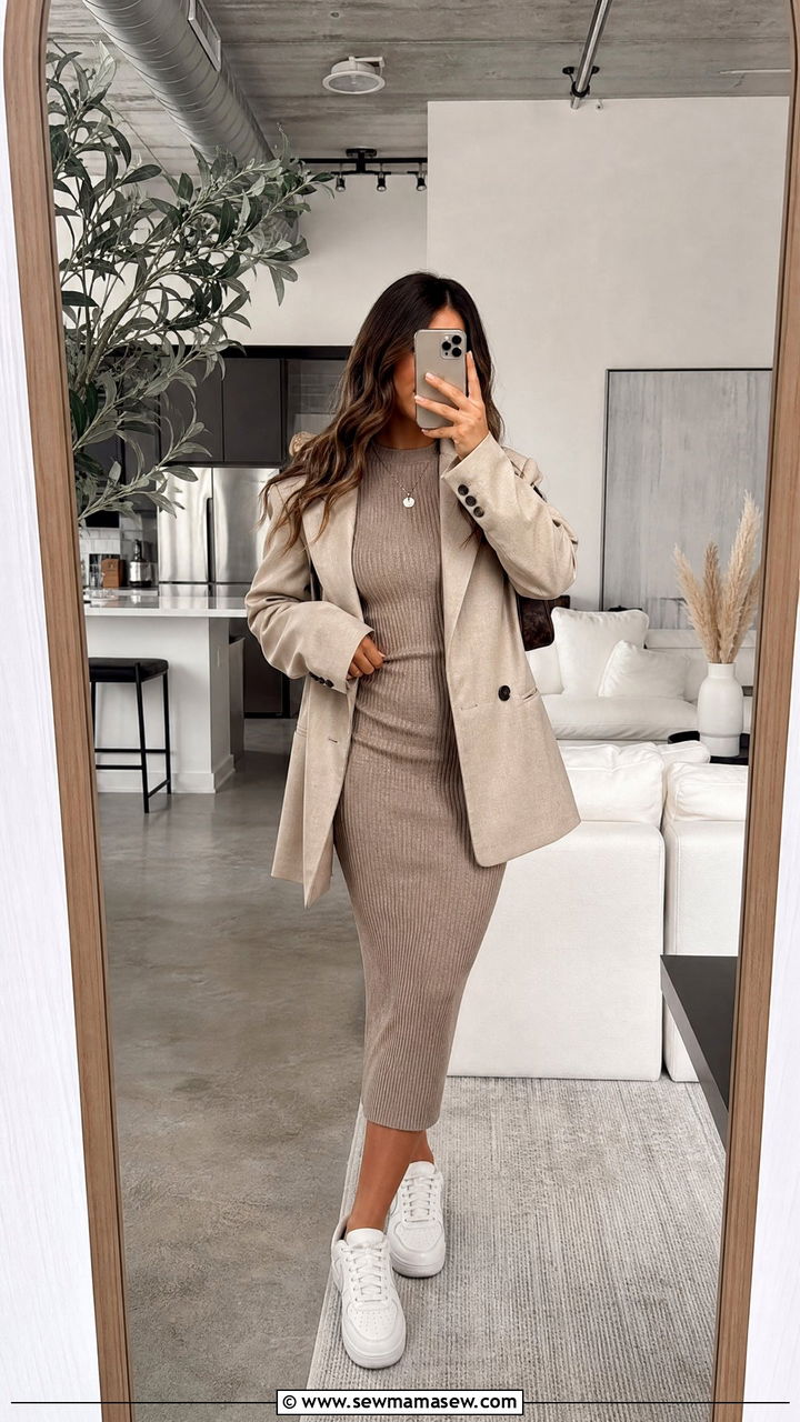Ribbed Knit Bodycon Midi Dress - 35 graduation outfits 2026