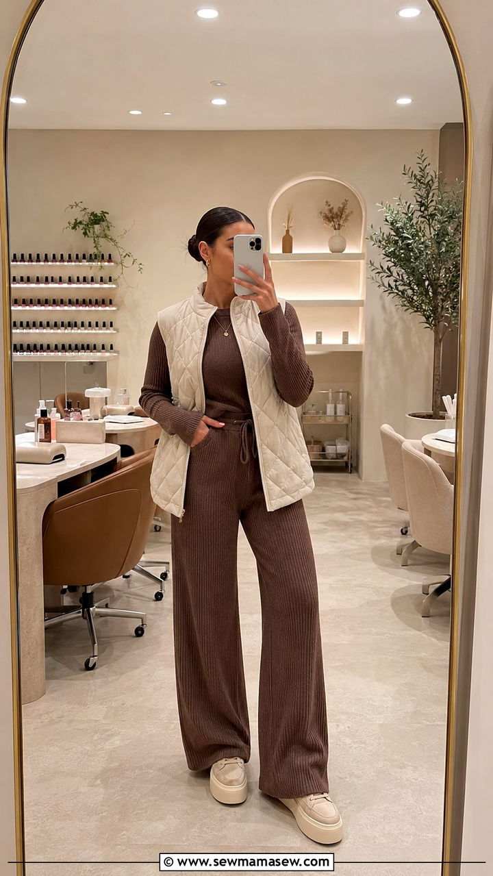 Ribbed Knit Co Ord Set Nail Tech Outfit - 25 Nail tech outfit ideas