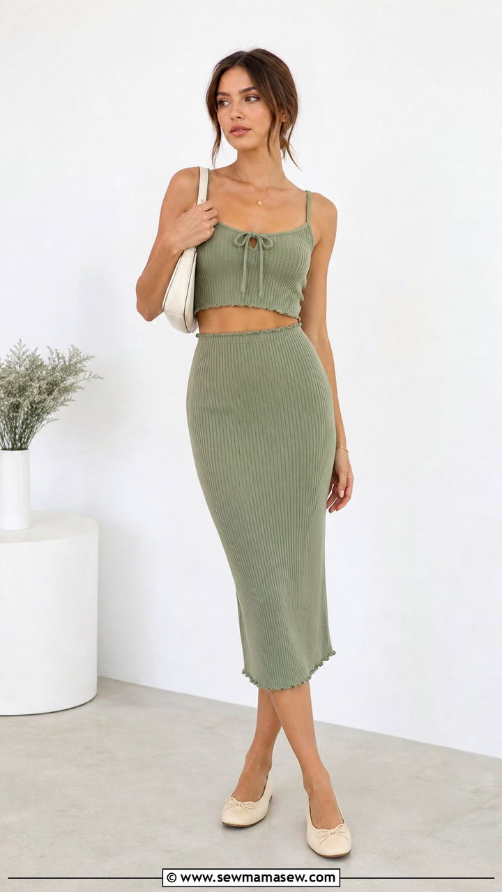 Ribbed Knit Co Ord Set With Flats Outfit - 40 Balletcore outfit ideas 2026