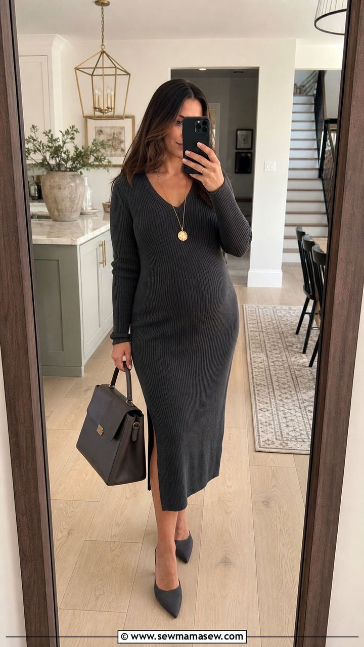 Ribbed Knit Dress Postpartum Outfit - 25 classy outfits for postpartum women