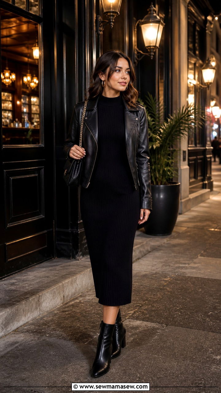 Ribbed Knit Dress with Ankle Boots for a Cool Weather Evening - 40 What to wear in New Orleans