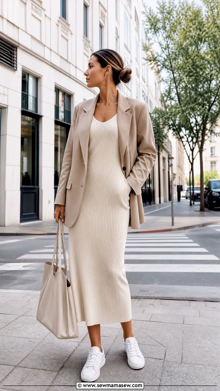 Ribbed Knit Lounge Dress Outfit - 30 Clean girl loungewear outfit ideas