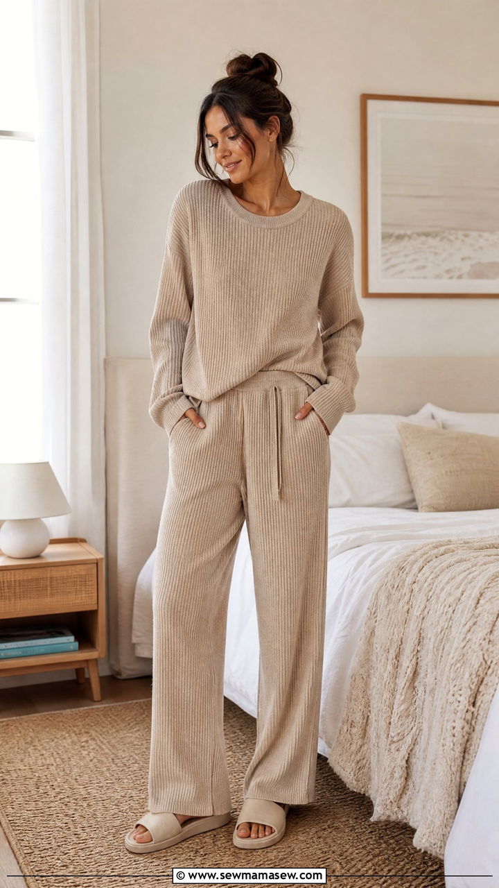 Ribbed Knit Lounge Set - 25 Cozy sick day outfit ideas