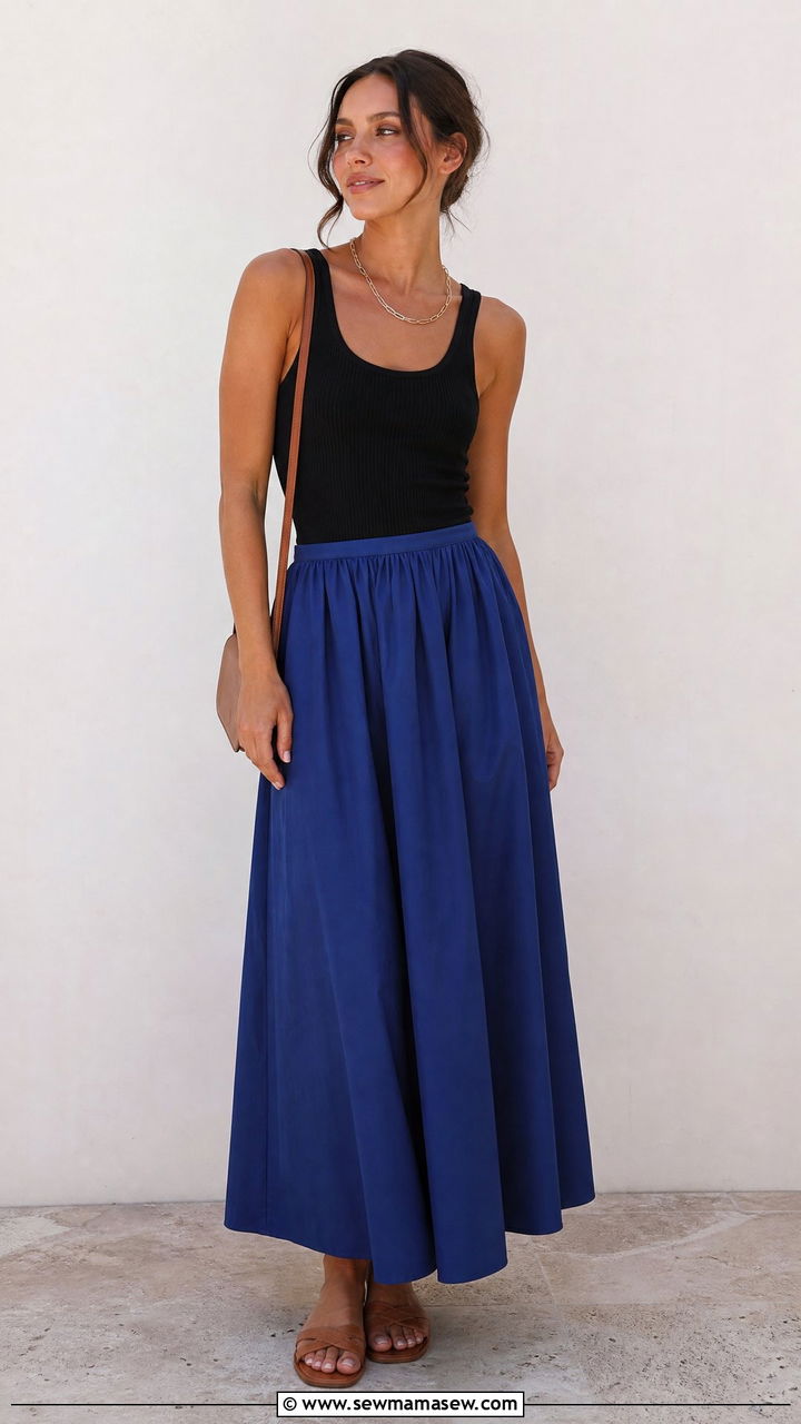 Ribbed Knit Tank And Cotton Maxi Skirt Outfit - 30 summer wardrobe essentials outfits