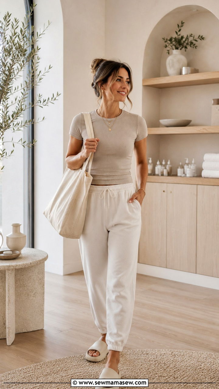 Ribbed Knit Top and Joggers Fitness Trainer Outfit - 20 Fitness trainer outfit ideas