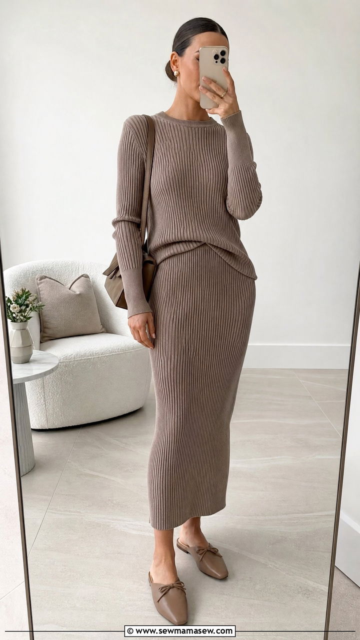 Ribbed Knit Two Piece Set - 25 Grad student outfit ideas