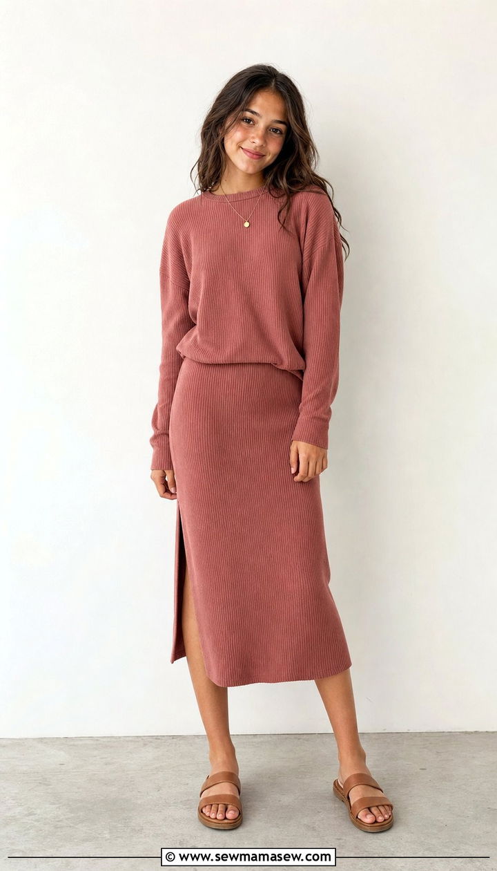 Ribbed Knit Two Piece Set - 25 Cute outfits for 14 year olds