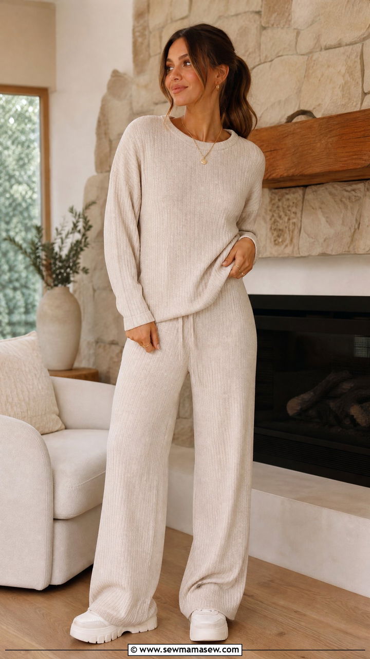 Ribbed Lounge Set - 35 matching set outfits ideas