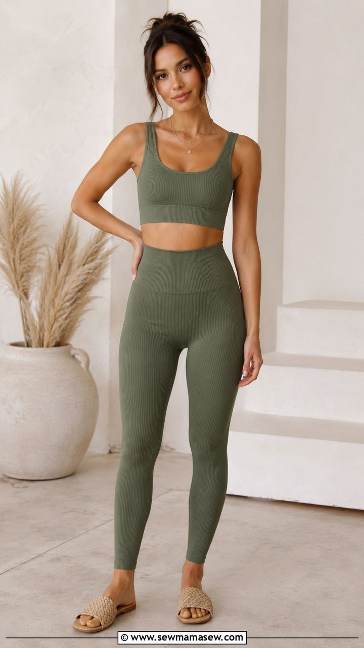 Ribbed Matching Set Petite Yoga Outfit - 25 Yoga outfit ideas petite