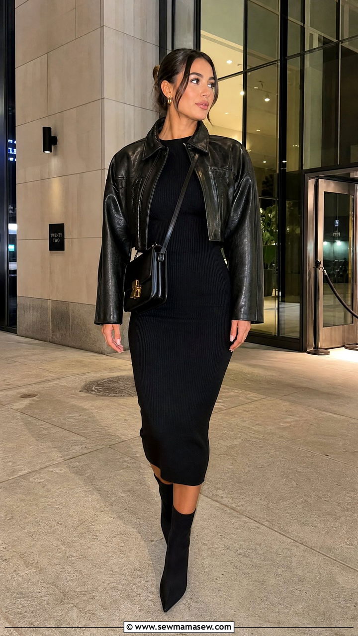 Ribbed Midi Bodycon Dress With Sculpting Outerwear - 25 Outfit ideas to create hourglass