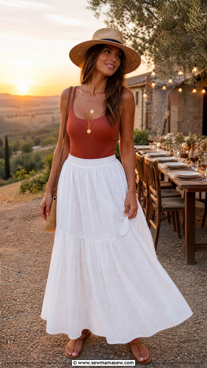 Ribbed Tank and Maxi Skirt Countryside Summer Outfit - 30 Summer countryside outfits