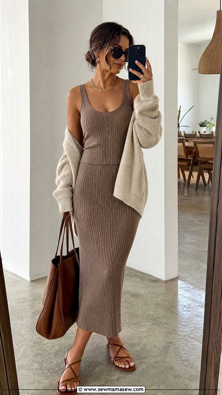 Ribbed knit coord set for brunch - 30 Coord set outfit ideas for brunch