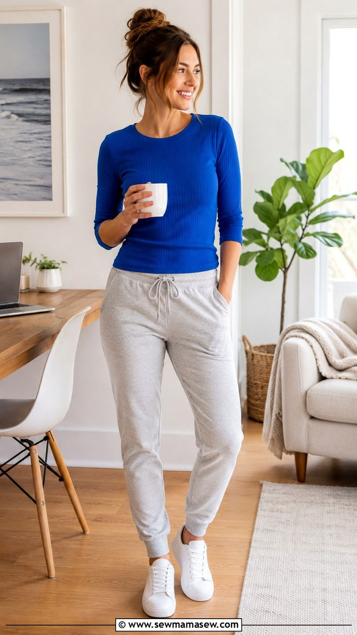 Ribbed tee and cotton joggers - 30 Cute work from home outfits