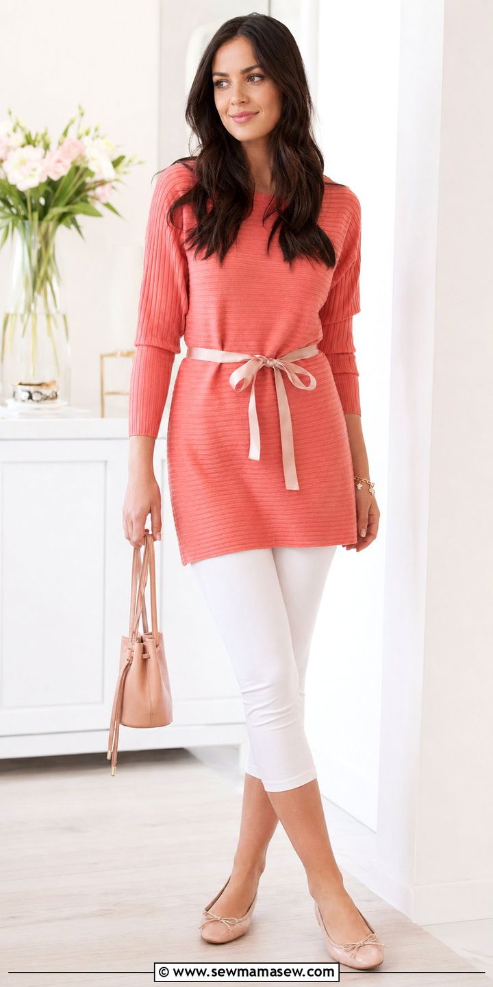 Ribbon belt over long tunic top outfit - 35 2000s outfit ideas