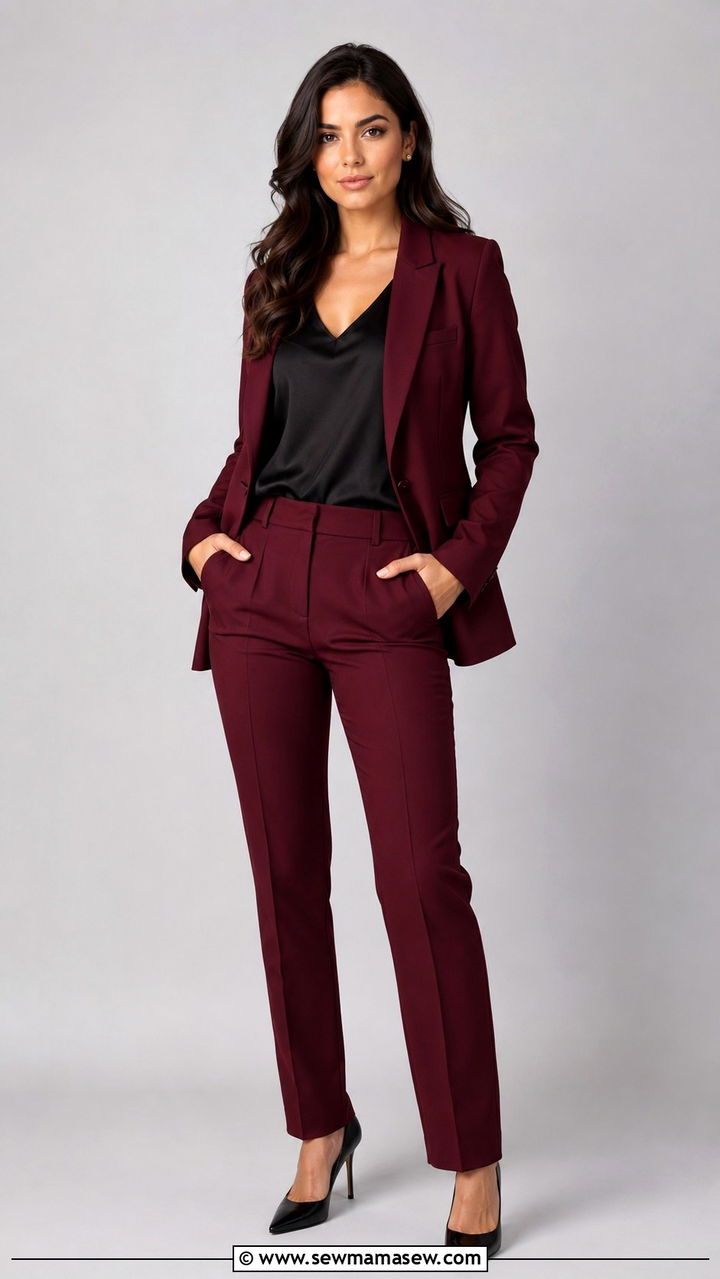 Rich Maroon Suit with Neutral Shell - 25 Professional headshot outfit ideas
