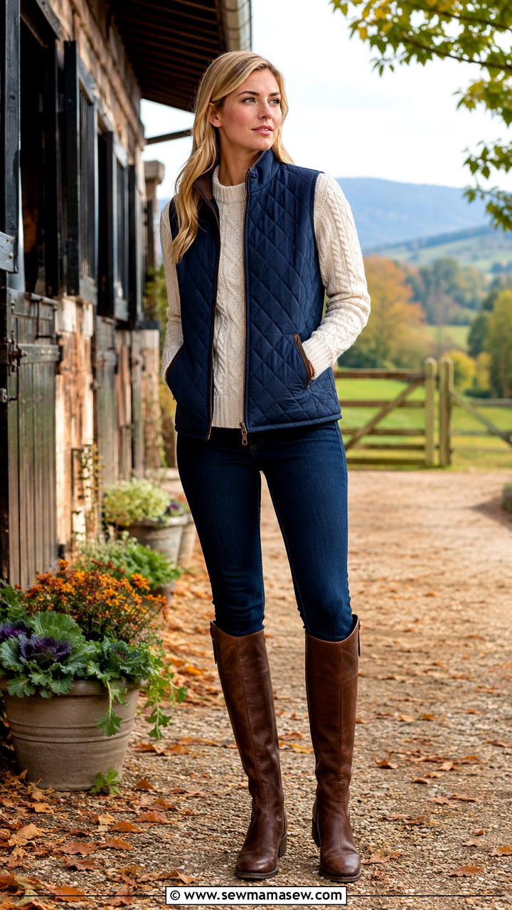 Riding Boots With a Quilted Vest - 30 How to style riding boots