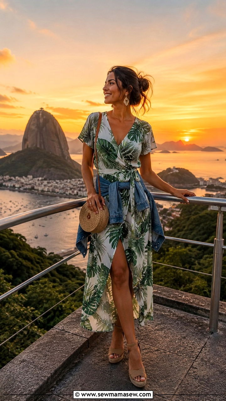 Rio de Janeiro Wrap Dress for Sugarloaf Sunset - 25 Rio de Janeiro outfit ideas
