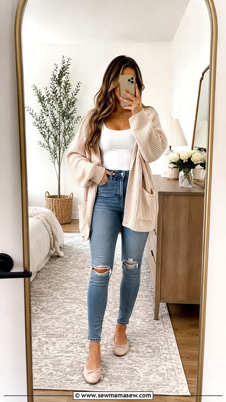 Ripped Jeans With Ballet Flats - 25 Petite jeans outfit ideas with flats