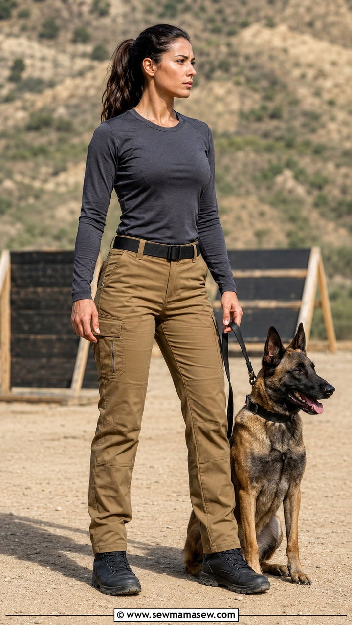 Ripstop tactical pants and long sleeve tee dog trainer outfit - 30 Dog trainer outfit ideas