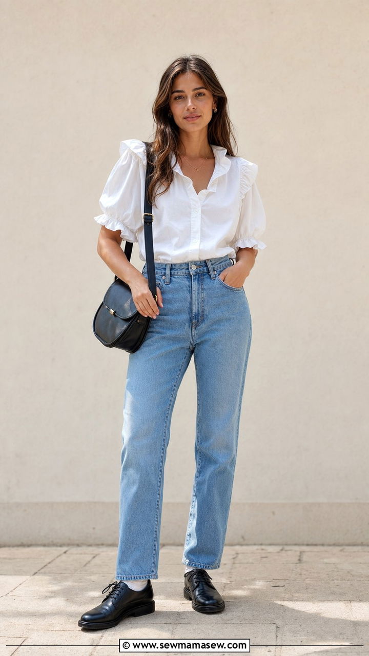 Romantic Blouse With Straight Leg Denim - 25 Summer 2026 fashion trends women