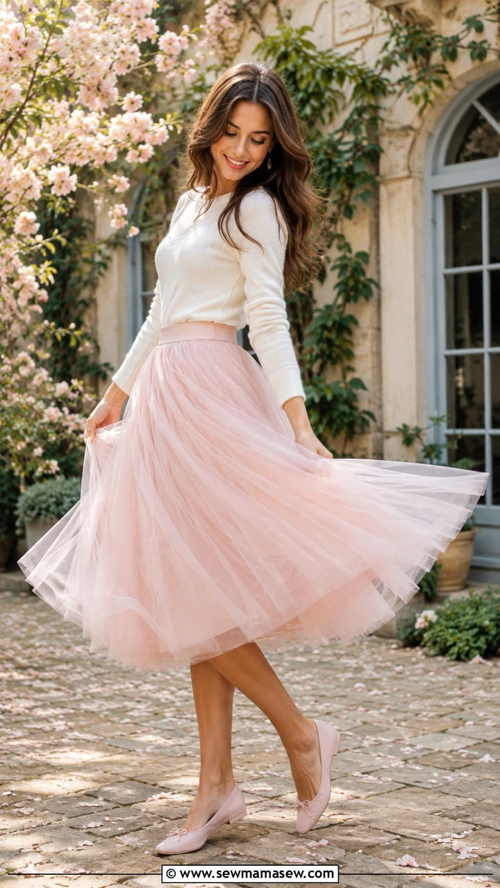 Romantic Tulle Skirt and Soft Top Outfit - 25 Photoshoot outfit ideas