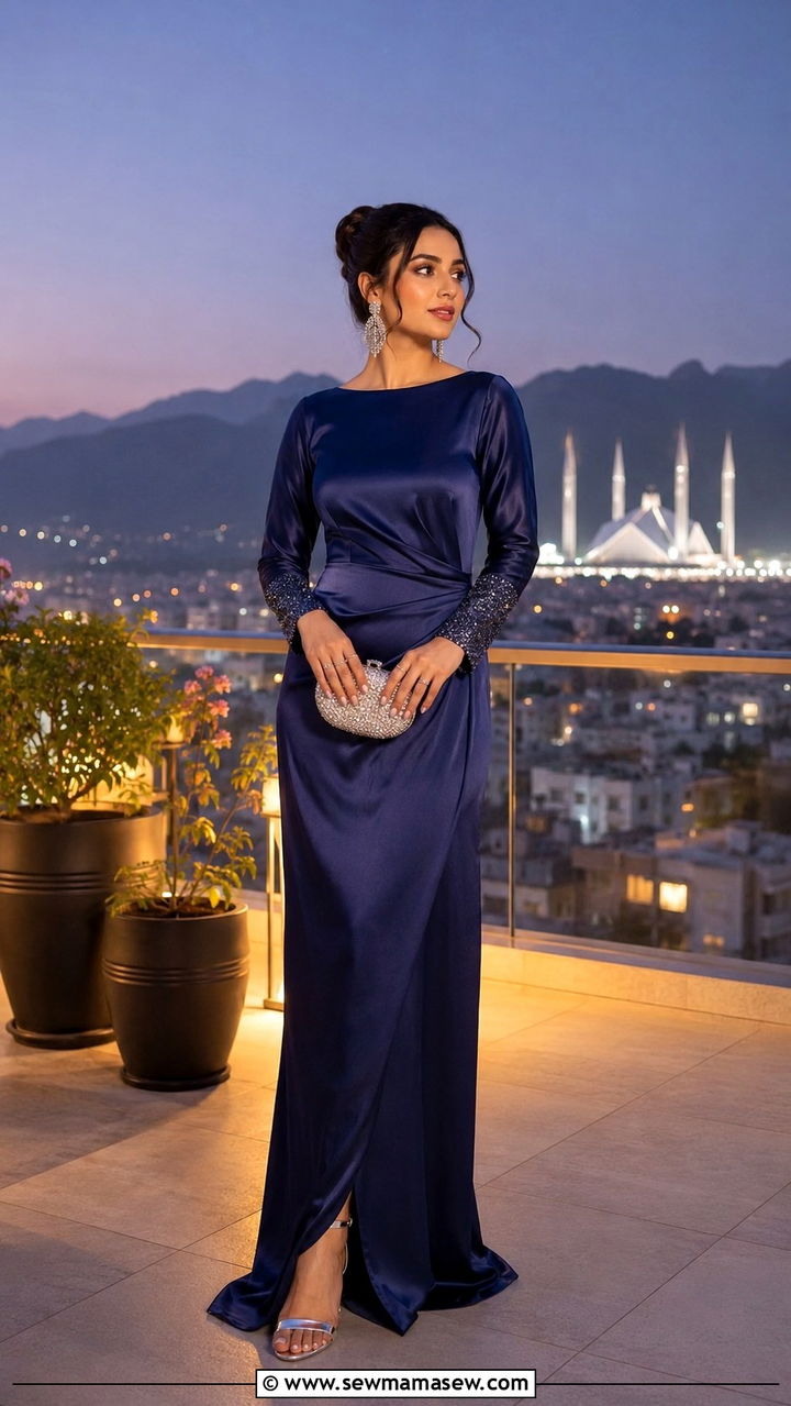 Rooftop Dinner Long Gown - 30 Islamabad outfit ideas