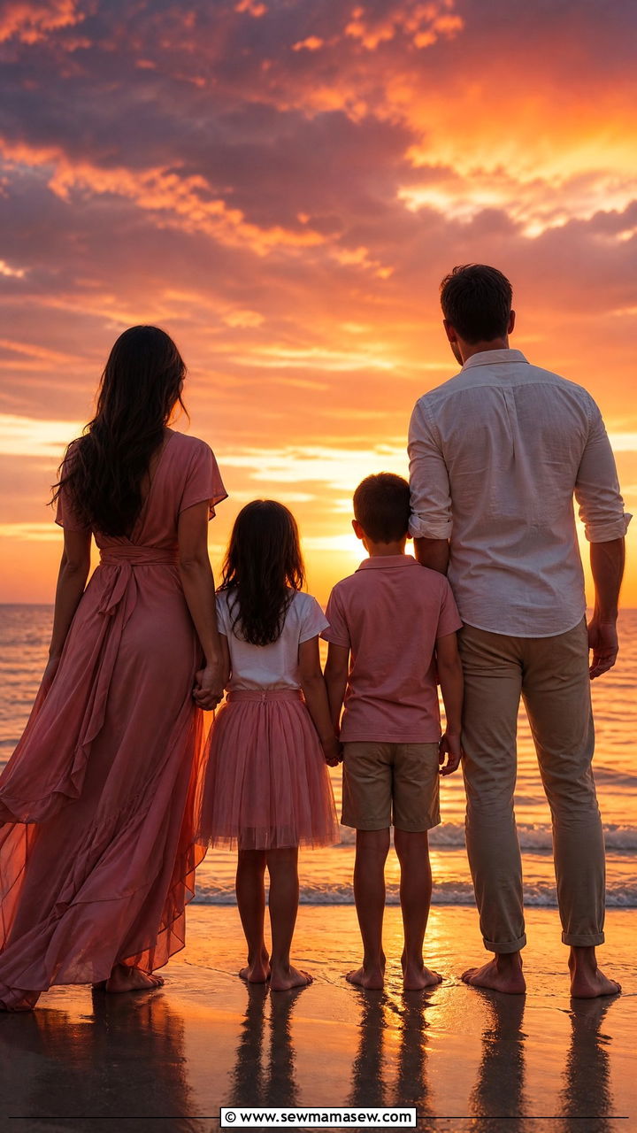 Rose Pink and Sand Family Beach Outfit - 30 Family beach photo outfit ideas