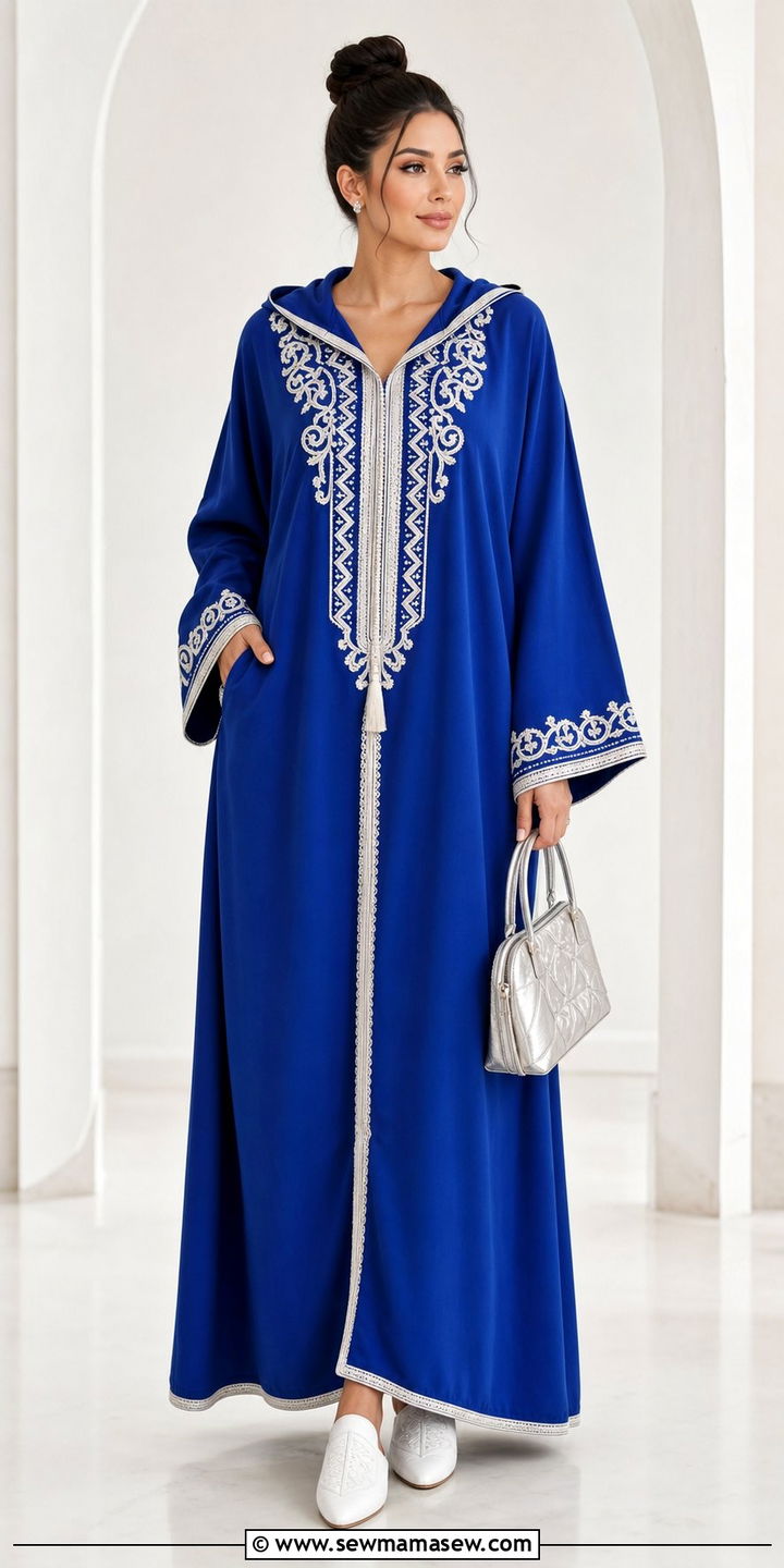 Royal Blue Moroccan Djellaba Outfit - 25 Eid outfit ideas Moroccan