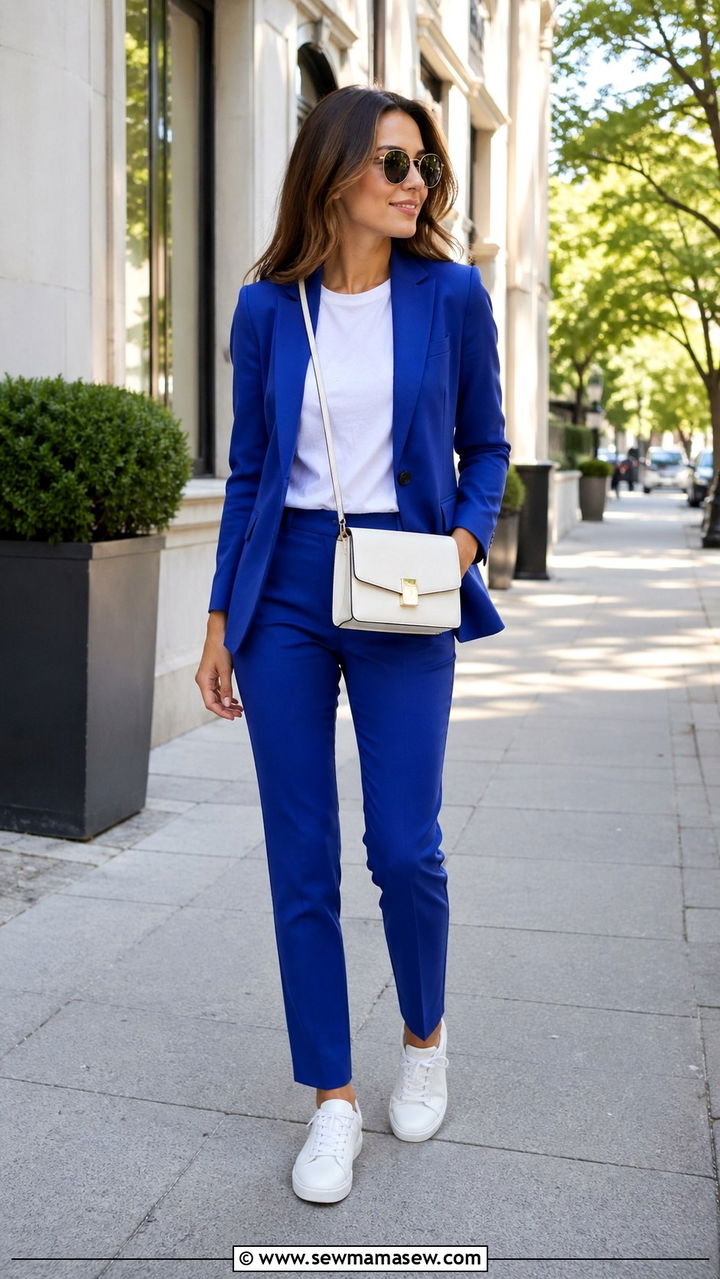 Royal blue suit with white sneakers - 40 All royal blue outfit ideas