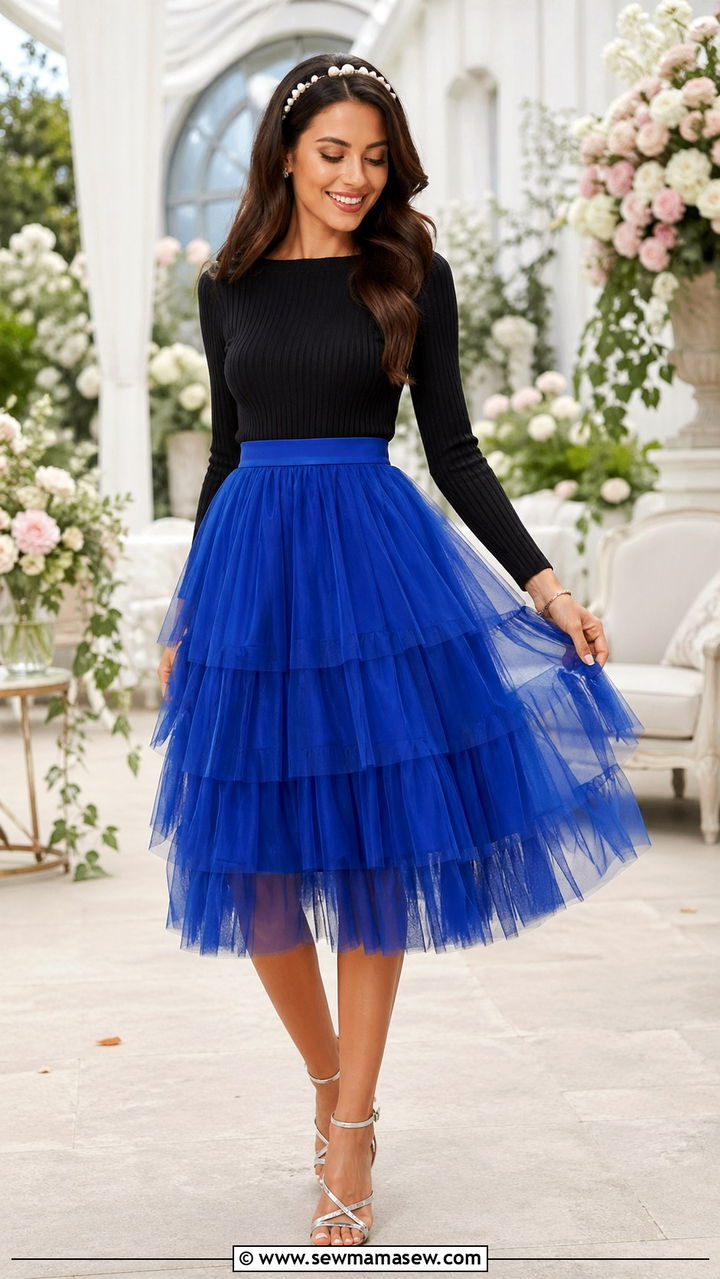 Royal blue tulle skirt with a fitted top - 40 All royal blue outfit ideas