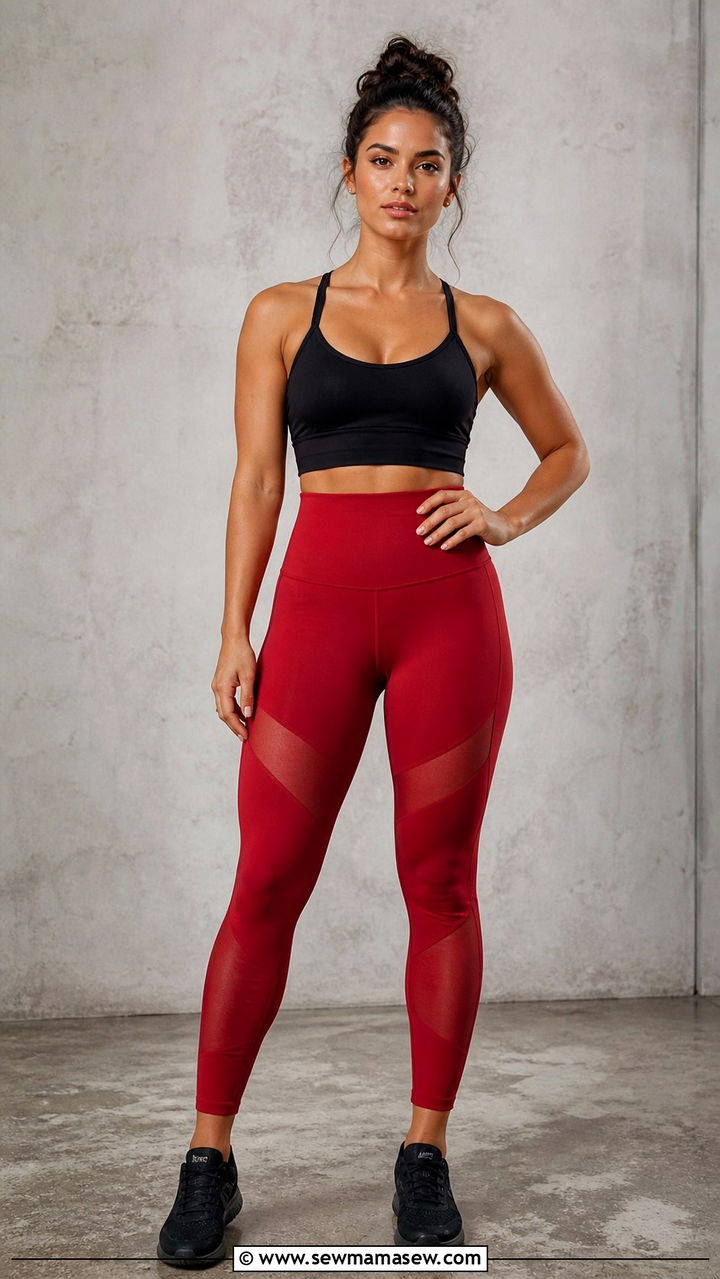 Ruby Red Leggings and Black Longline Bra - 20 Barry's Bootcamp outfit ideas