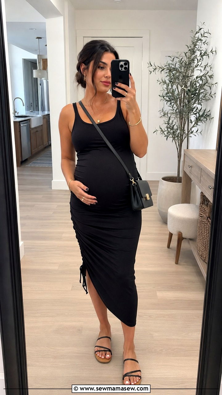 Ruched Bodycon Dress for Pregnant Women - 25 outfit ideas for pregnant women
