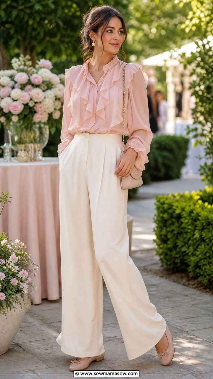 Ruffle Blouse With Palazzo Pants Outfit - 30 summer palazzo pants outfit ideas