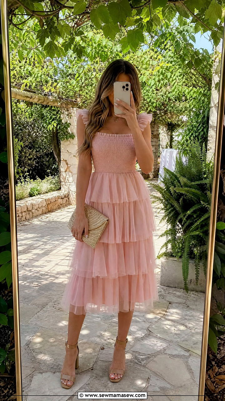 Ruffle Midi Dress Summer Wedding Guest Outfit - 30 classy summer wedding guest outfit ideas