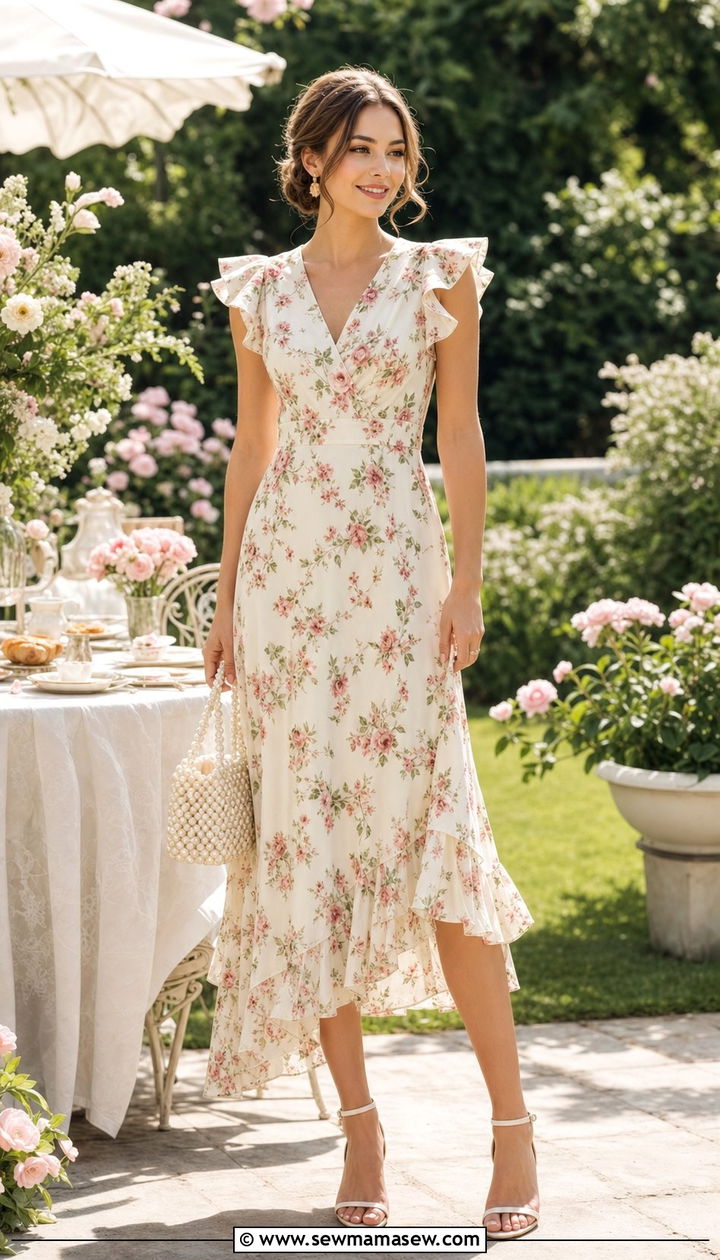 Ruffle Sleeve Dress Bridal Shower Outfit - 35 bridal shower outfit ideas
