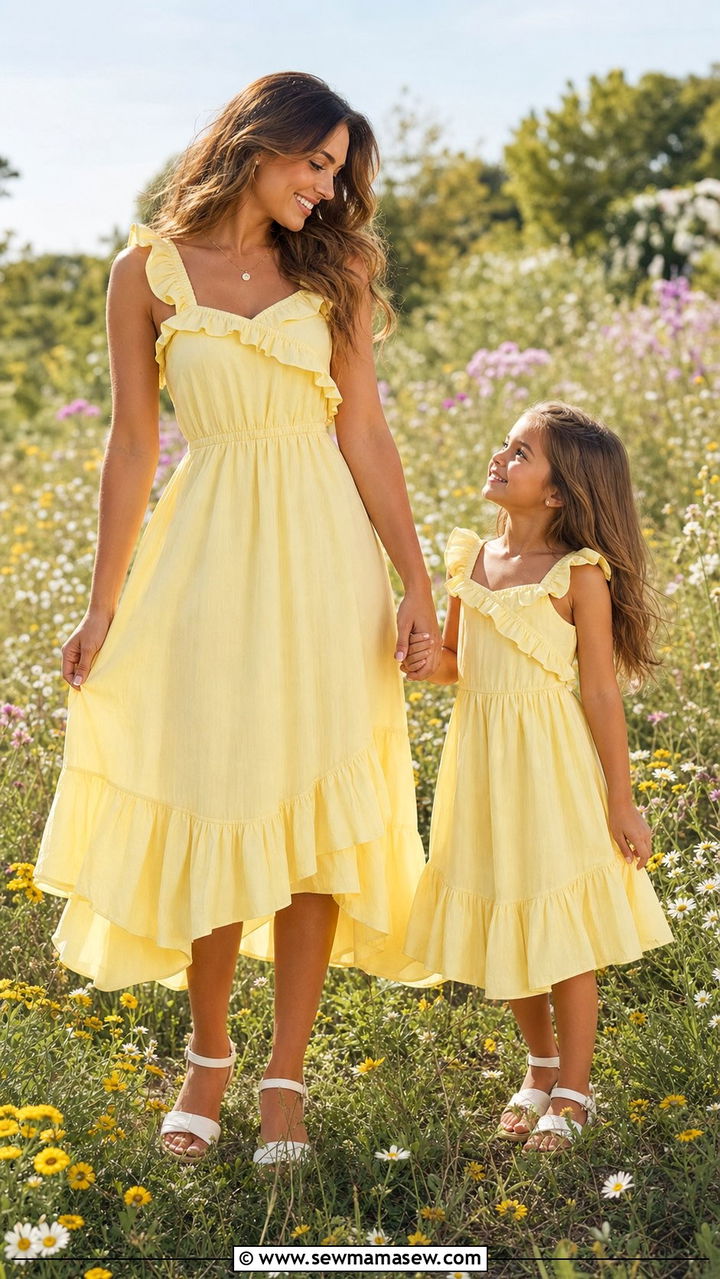 Ruffle Sundress Outfit For Mom And Daughter - 25 Spring mother daughter outfits