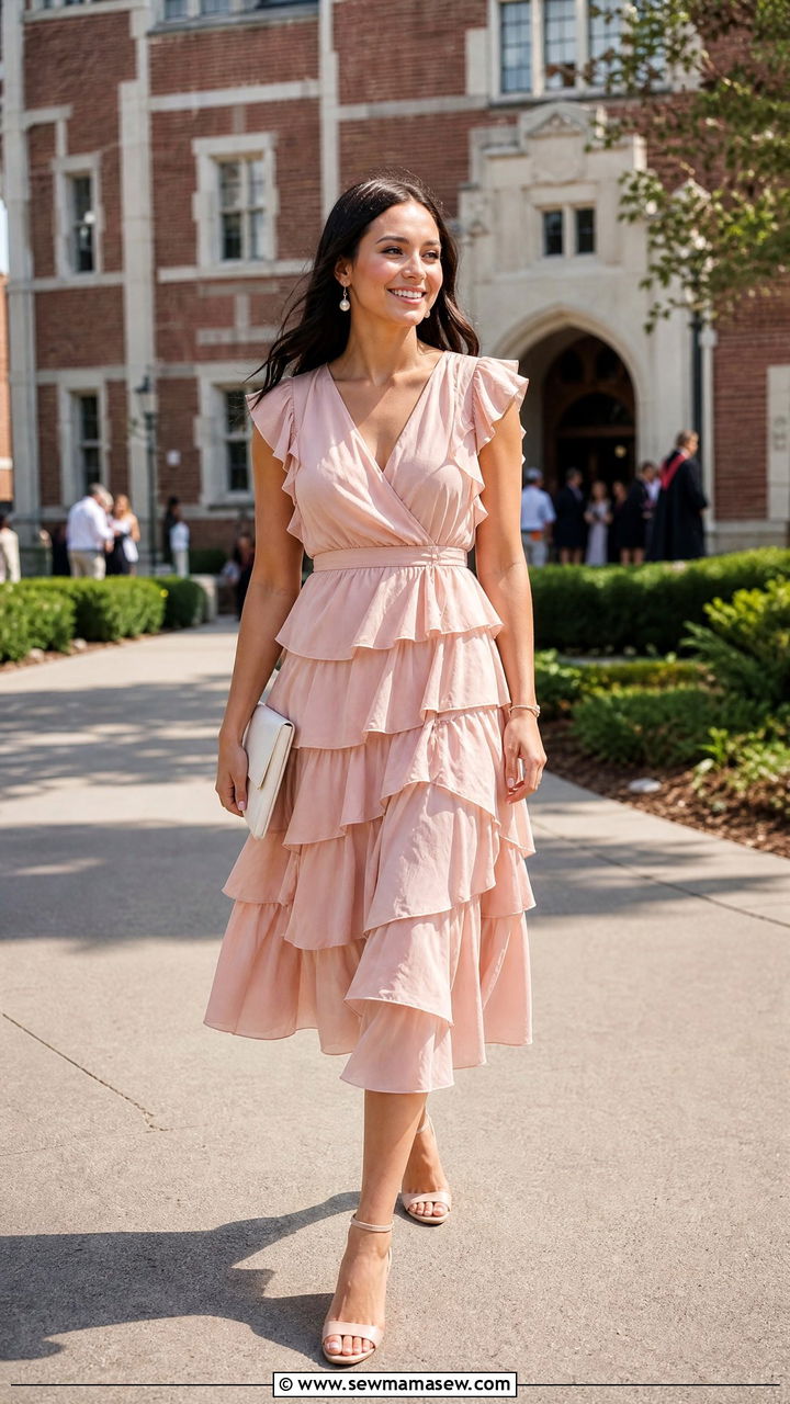 Ruffle Tiered Dress With Block Heels - 35 graduation outfits for women