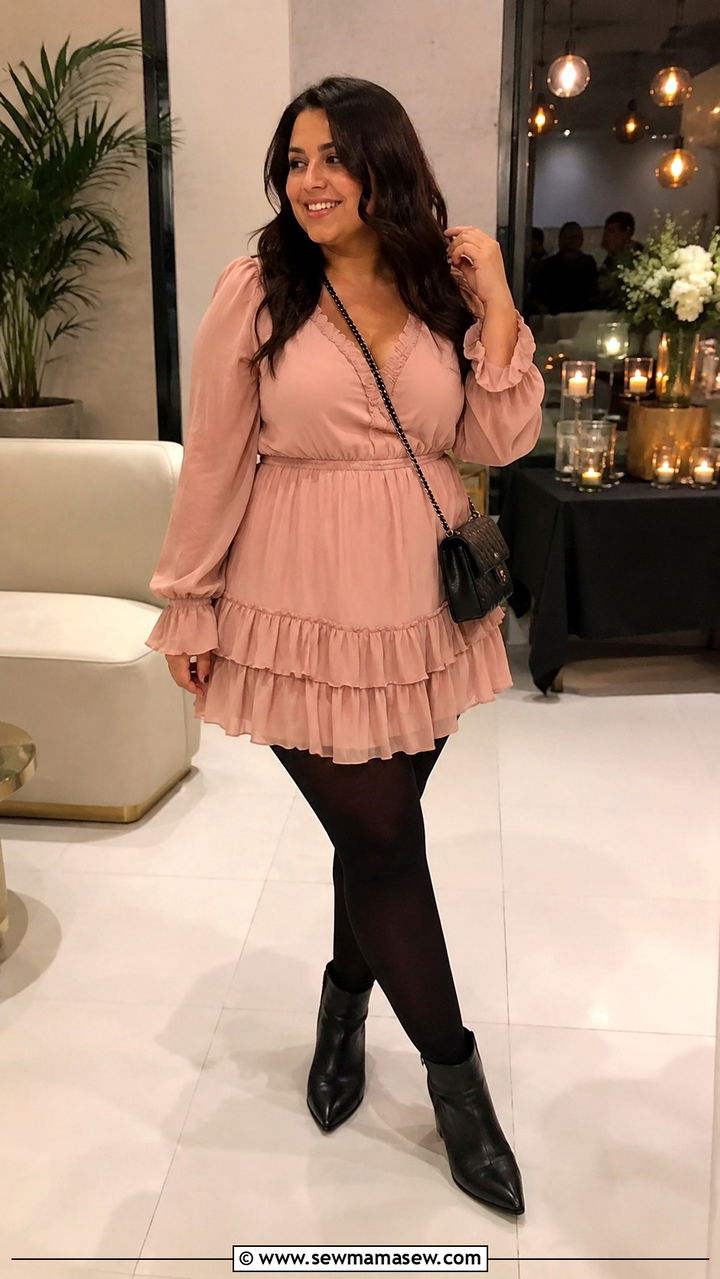 Ruffled mini dress with ankle boots - 30 Party outfits for midsize women