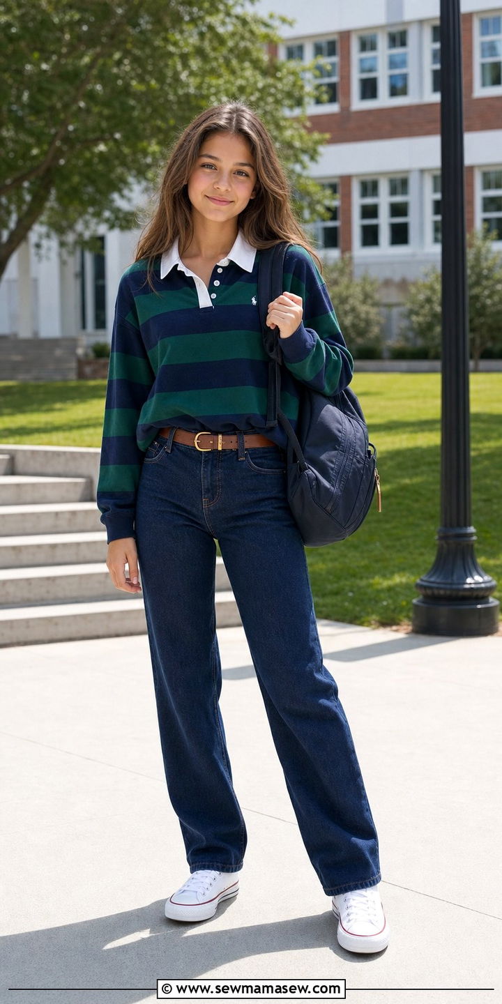 Rugby Polo and Straight Leg Jeans Outfit - 25 Cute outfits for 14 year olds
