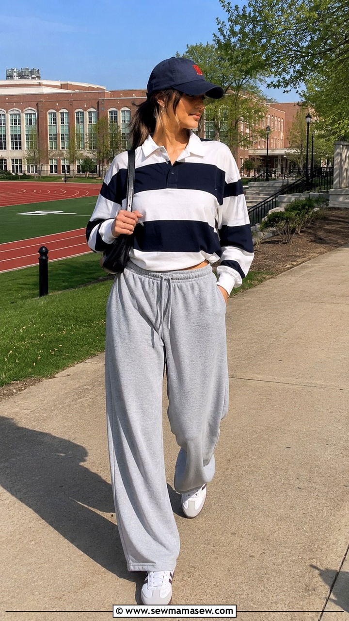 Rugby Polo and Track Pants - 30 Outfit ideas for college girls