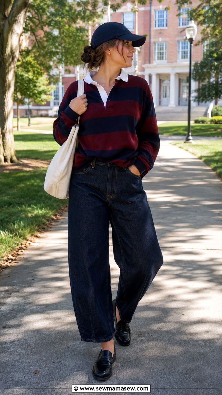 Rugby Shirt With Barrel Jeans And Loafers - 25 Barrel jeans outfit ideas with loafers