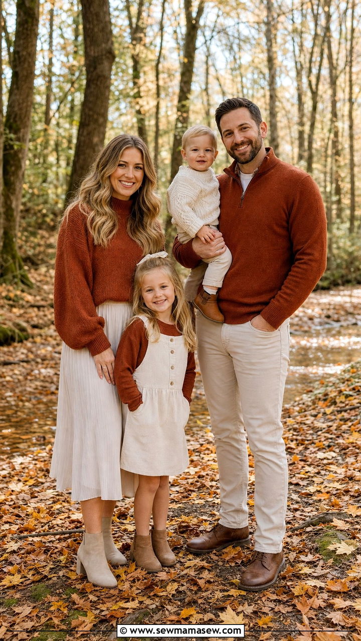 Rust And Cream Fall Family Photo Outfit - 25 Family photo outfit ideas matching