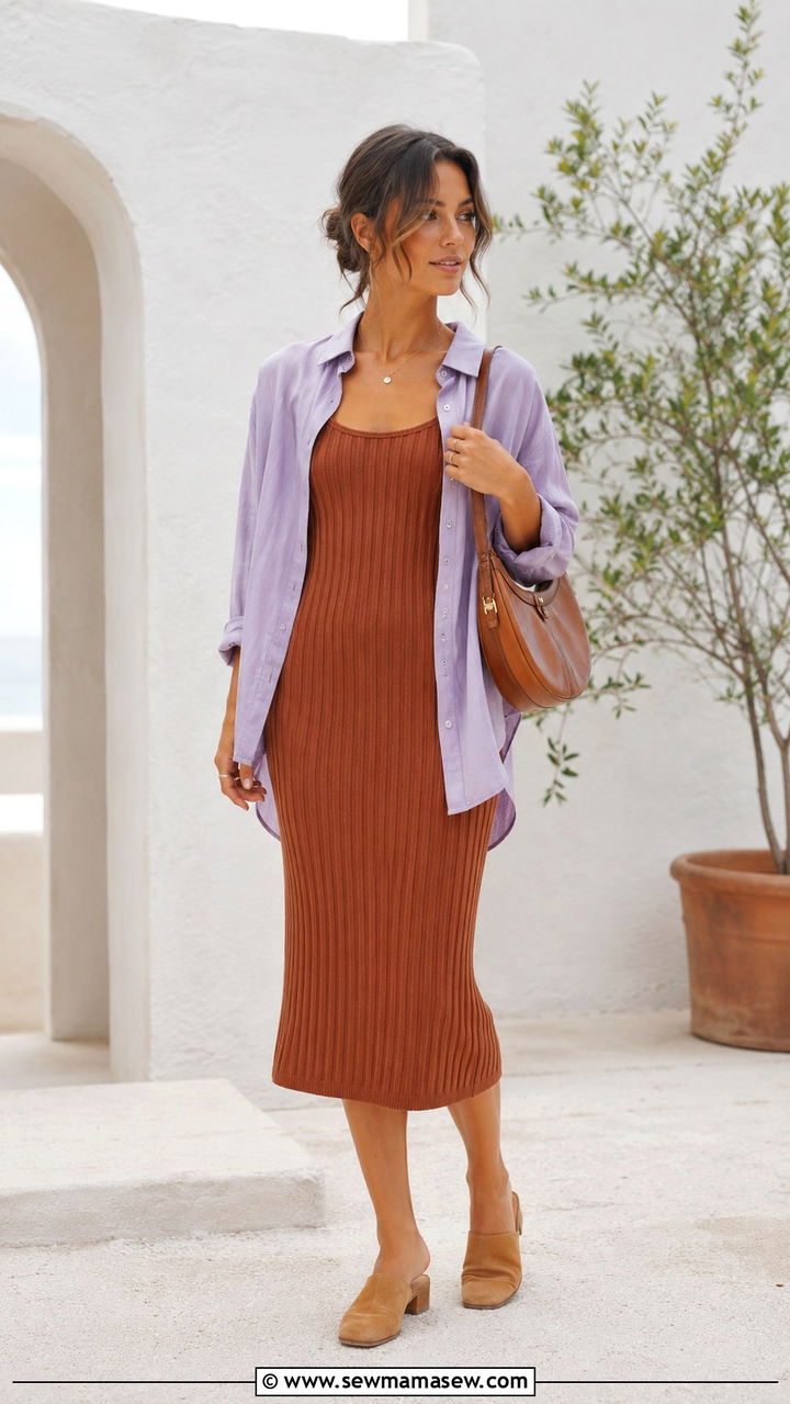 Rust And Soft Lilac Color Block Outfit - 20 Spring 2026 color trends