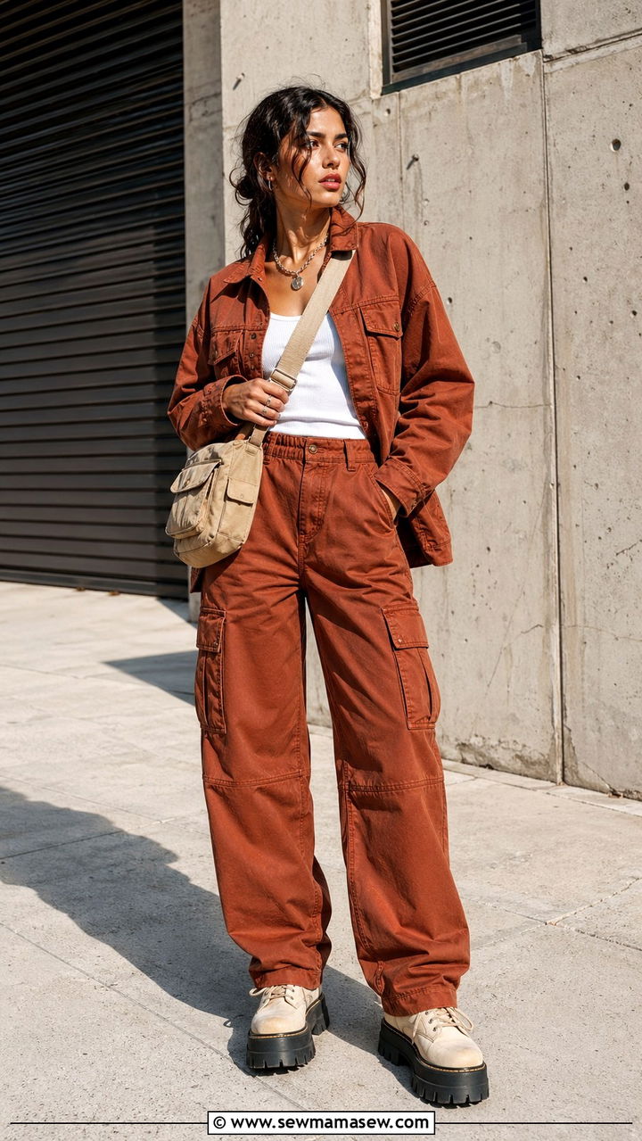 Rust Cargo Pants With Utility Jacket - 40 All rust outfit ideas