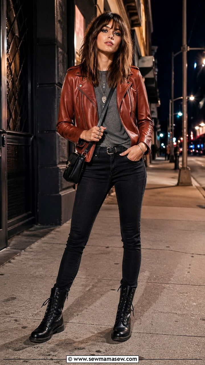 Rust Leather Jacket With Black Jeans - 40 All rust outfit ideas