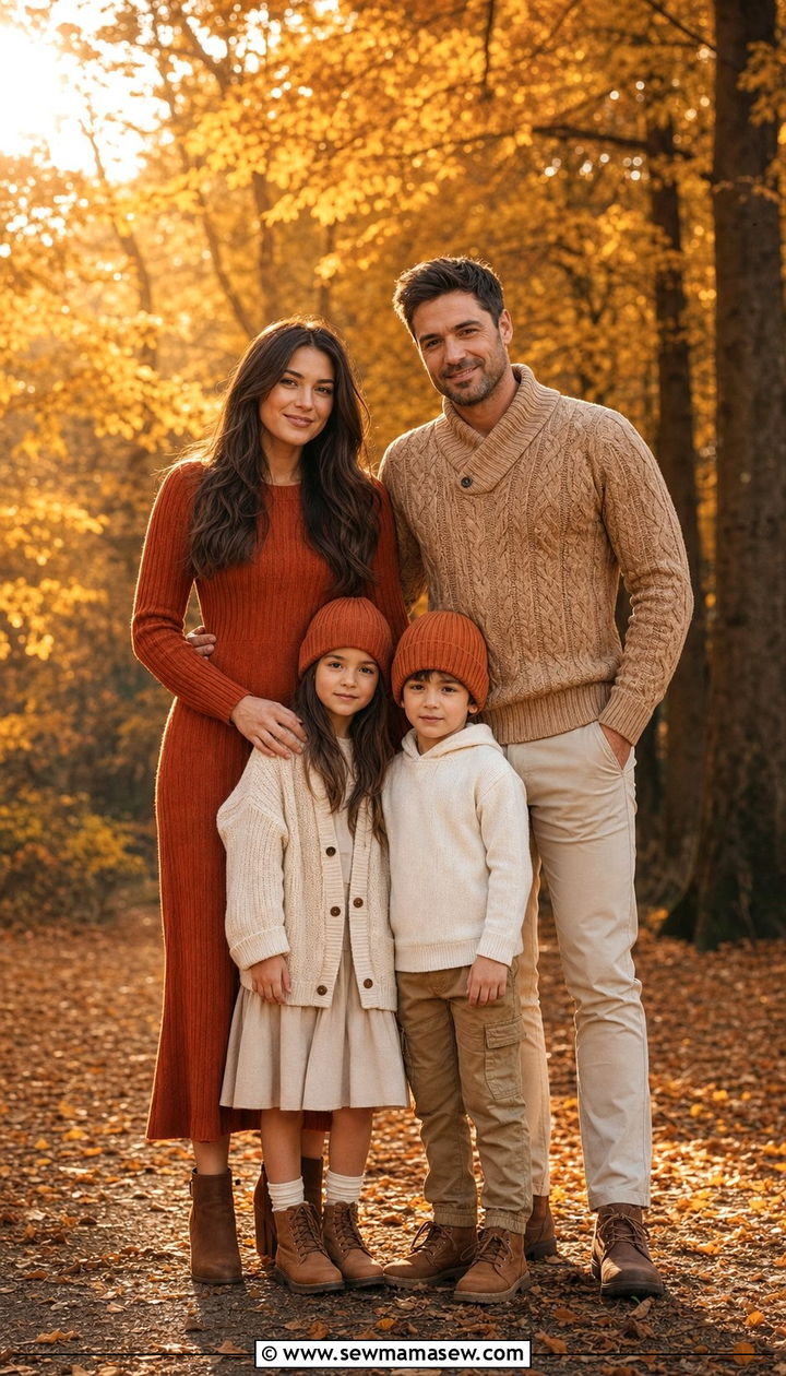 Rust Orange and Tan Family Photo Outfit - 25 family photo outfits aesthetic