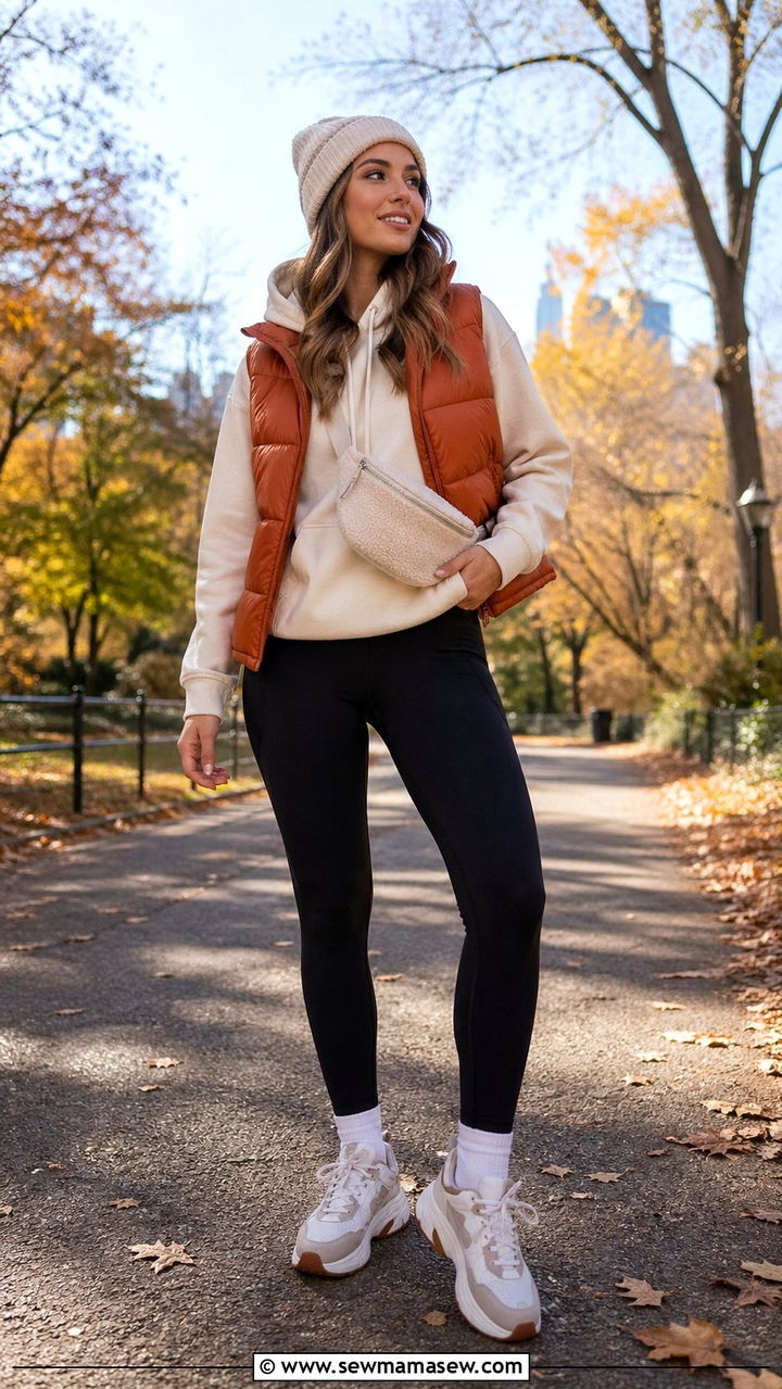 Rust Puffer Vest Over Hoodie - 40 All rust outfit ideas