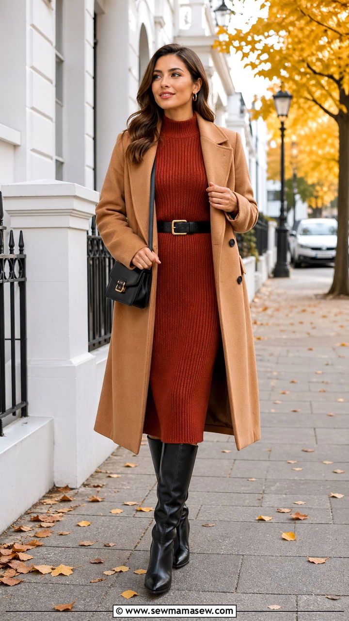 Rust Sweater Dress Outfit - 40 All rust outfit ideas
