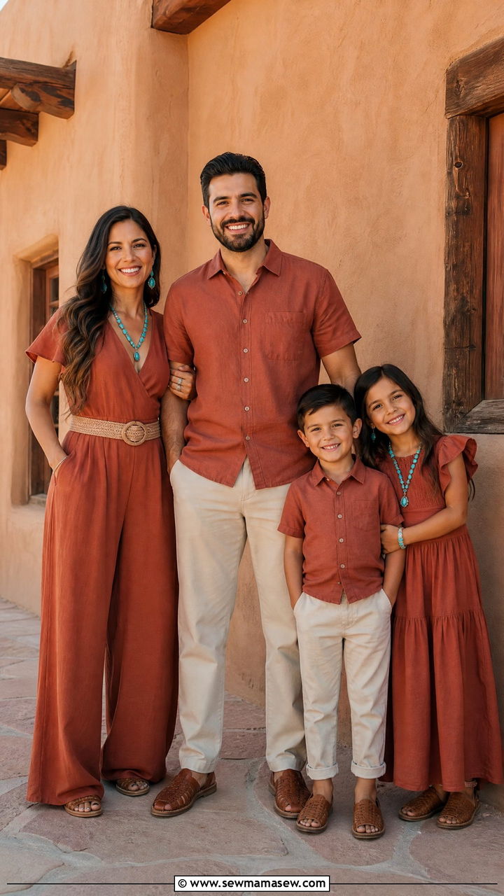 Rust and Adobe Matching Family Outfits - 30 Matching summer family outfits